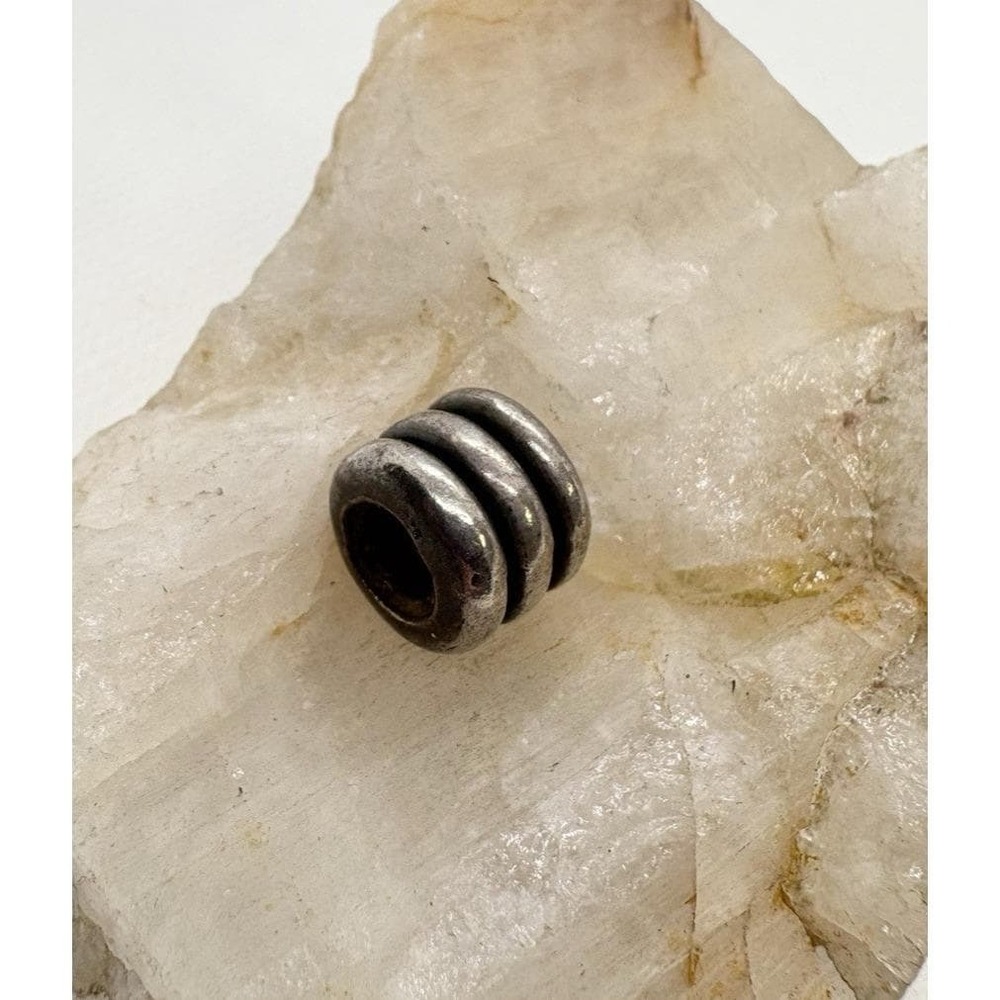 Sterling Silver Barrel‎ Bead Charm 925 Large Hole 3.18g Fits European Bracelets